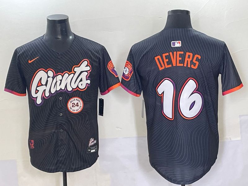 Men 2025 San Francisco Giants #16 Devers Black Joint Name Nike MLB Jersey style 10->san francisco giants->MLB Jersey